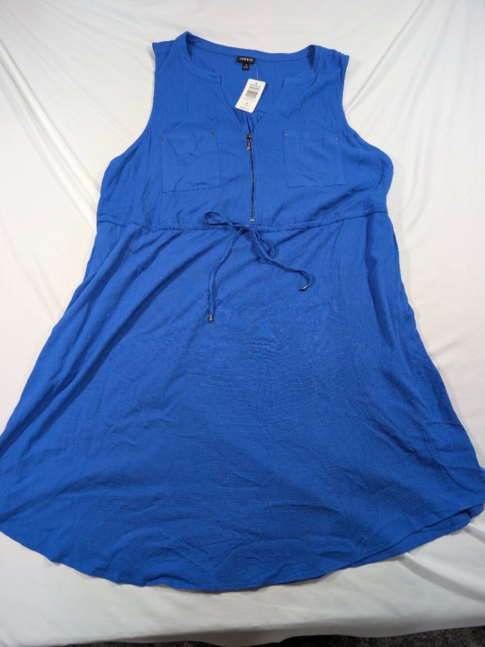 NWT Torrid Blue Stretch Lenny Sleeveless Zip Shirt Dress Plus Size 3X 22-24